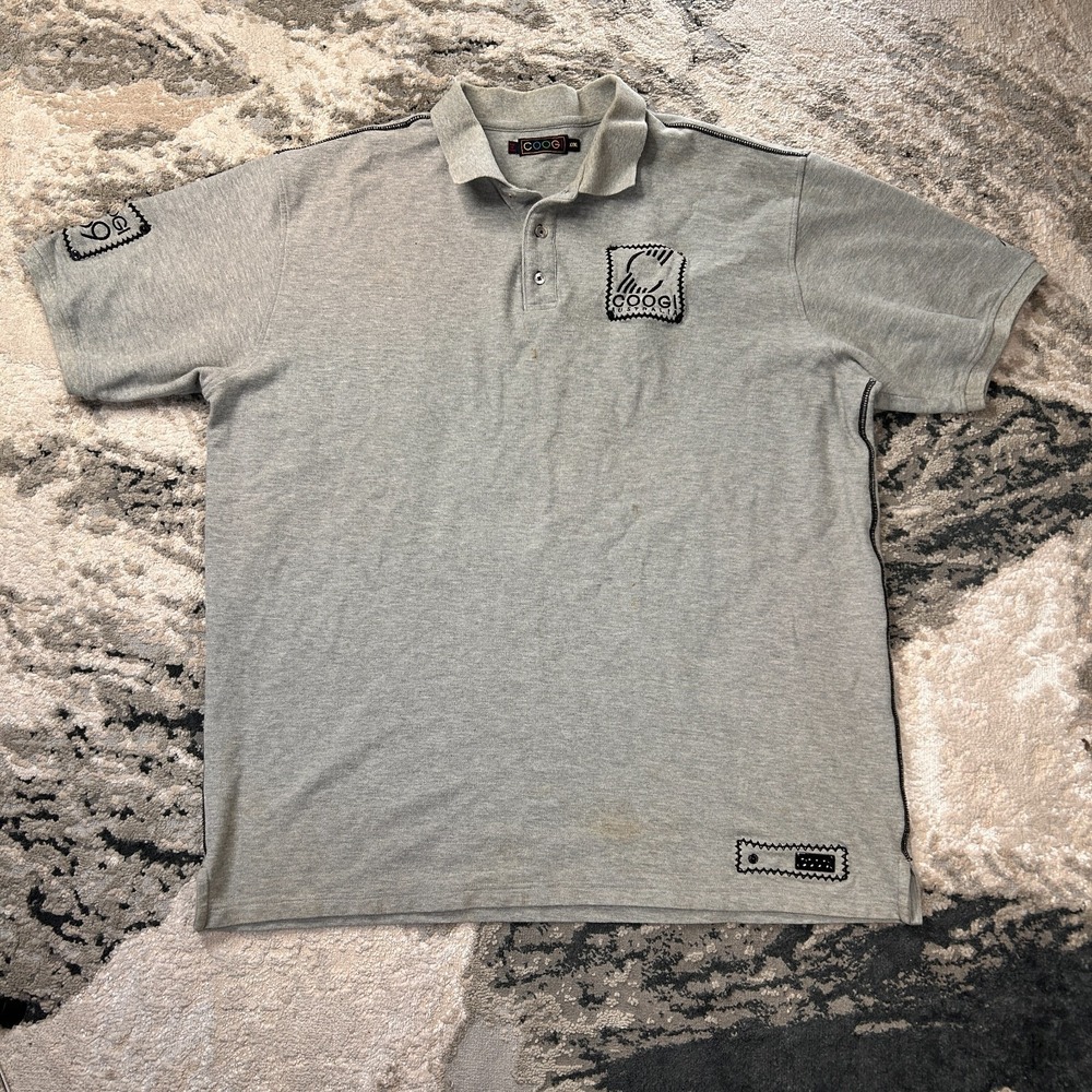 VTG Coogi Australia Y2K Polo Shirt Mens 3XL Gray Cotton Embroidered‎ Logo Golf